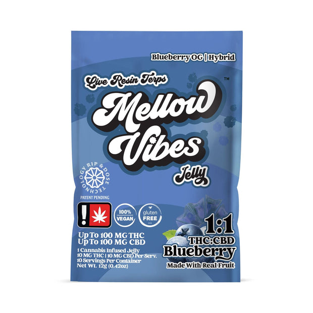 Mellow Vibes Food Items 1:1 Blueberry Jelly Single | 100mg THC & CBD