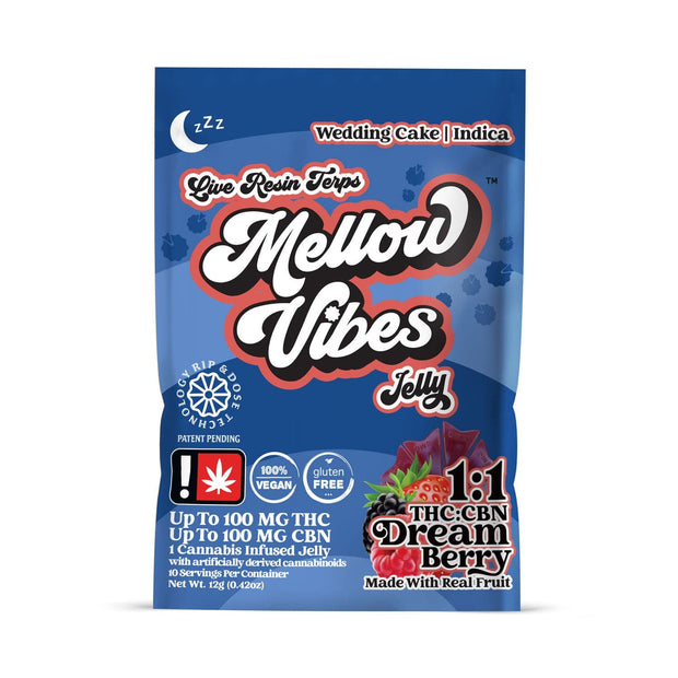 Mellow Vibes Food Items 1:1 Dream Berry Jelly Single | 100 MG THC & CBN