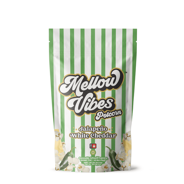 Mellow Vibes Cannabis White Cheddar Jalapeño Popcorn